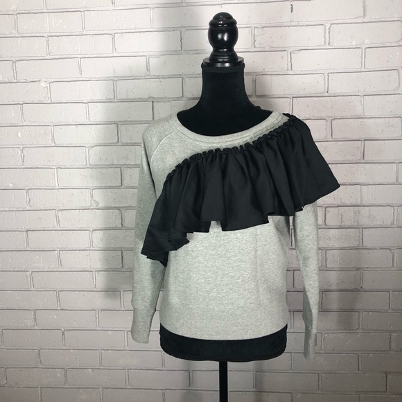 J. Crew Women’s Asymmetrical Ruffle Sweatshirt - Picture 2 of 9